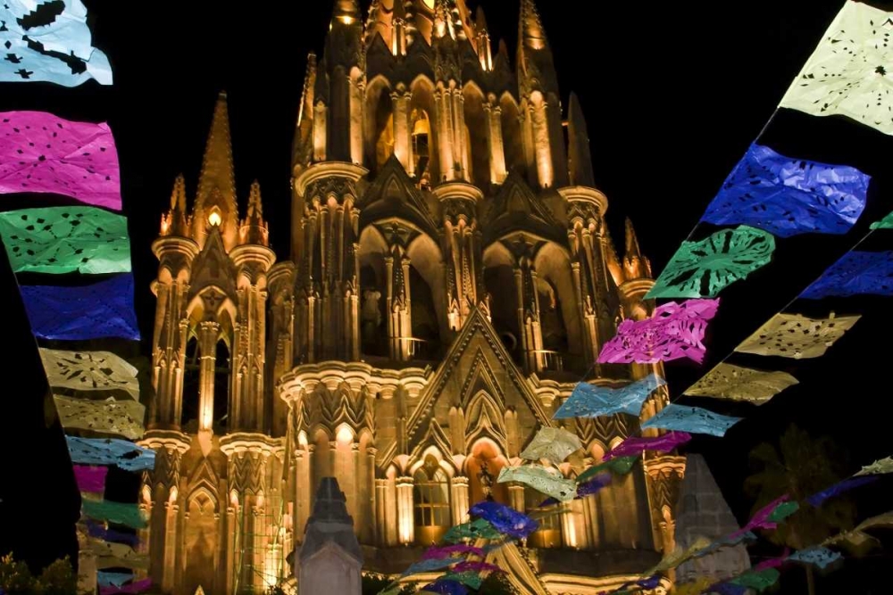 Mexico Festival banners in front of a church